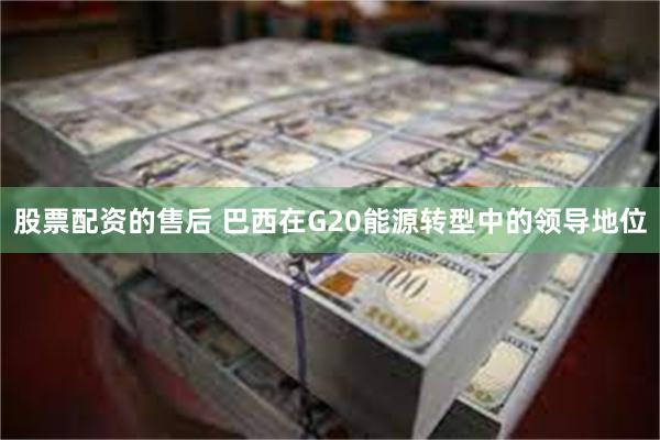 股票配资的售后 巴西在G20能源转型中的领导地位