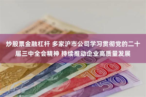 炒股票金融杠杆 多家沪市公司学习贯彻党的二十届三中全会精神 持续推动企业高质量发展